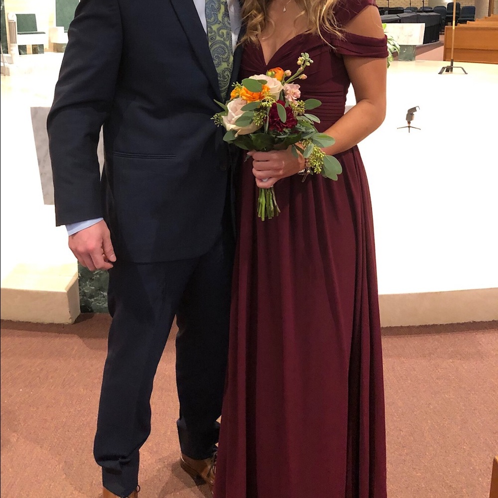 Lulus maroon burgundy maxi dress bridesmaid dress